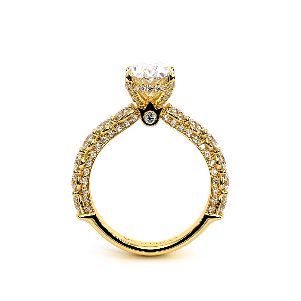 Oval Pavé 14K Yellow Gold Engagement Ring - CTR-0489