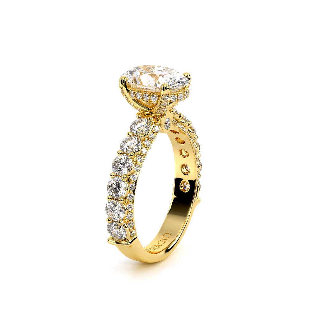Oval Pavé 14K Yellow Gold Engagement Ring - CTR-0489