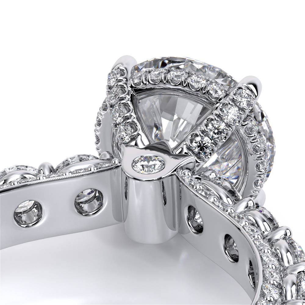 Round Pavé Platinum Engagement Ring - CTR-0489