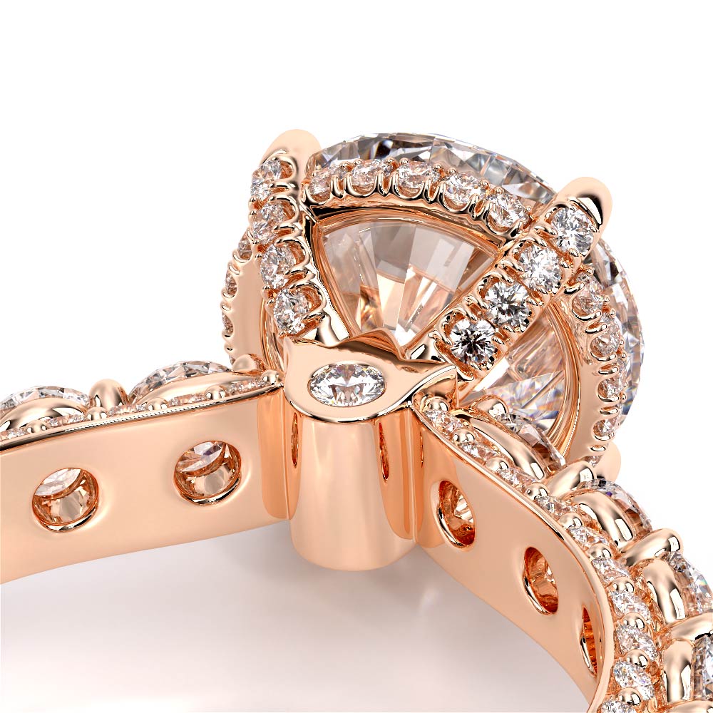 Round Pavé 14K Rose Gold Engagement Ring - CTR-0489