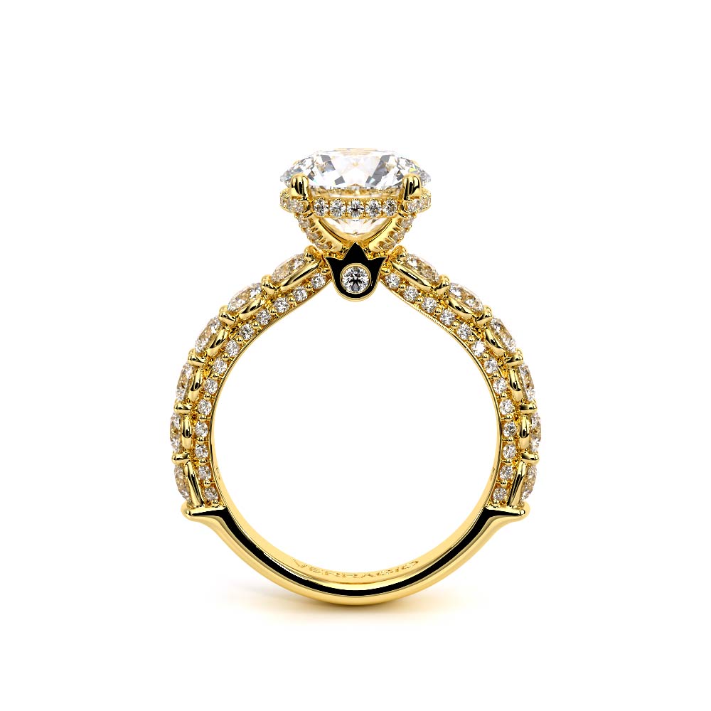 Round Pavé 18K Yellow Gold Engagement Ring - CTR-0489