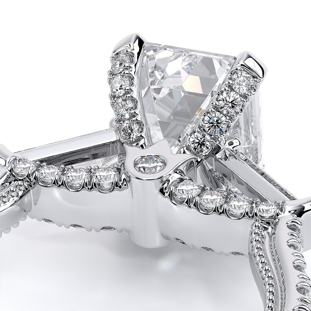 Emerald Three-Stone Platinum Engagement Ring - REN-991