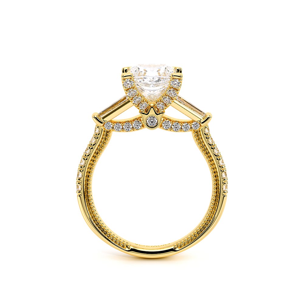 Princess Three-Stone 14k Yellow Gold Engagement Ring - REN-991