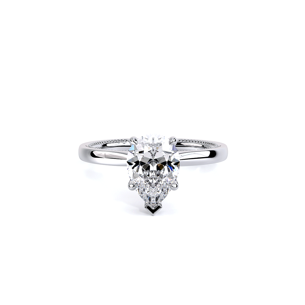 Pear Solitaire 18k White Gold Engagement Ring - REN-SOL301