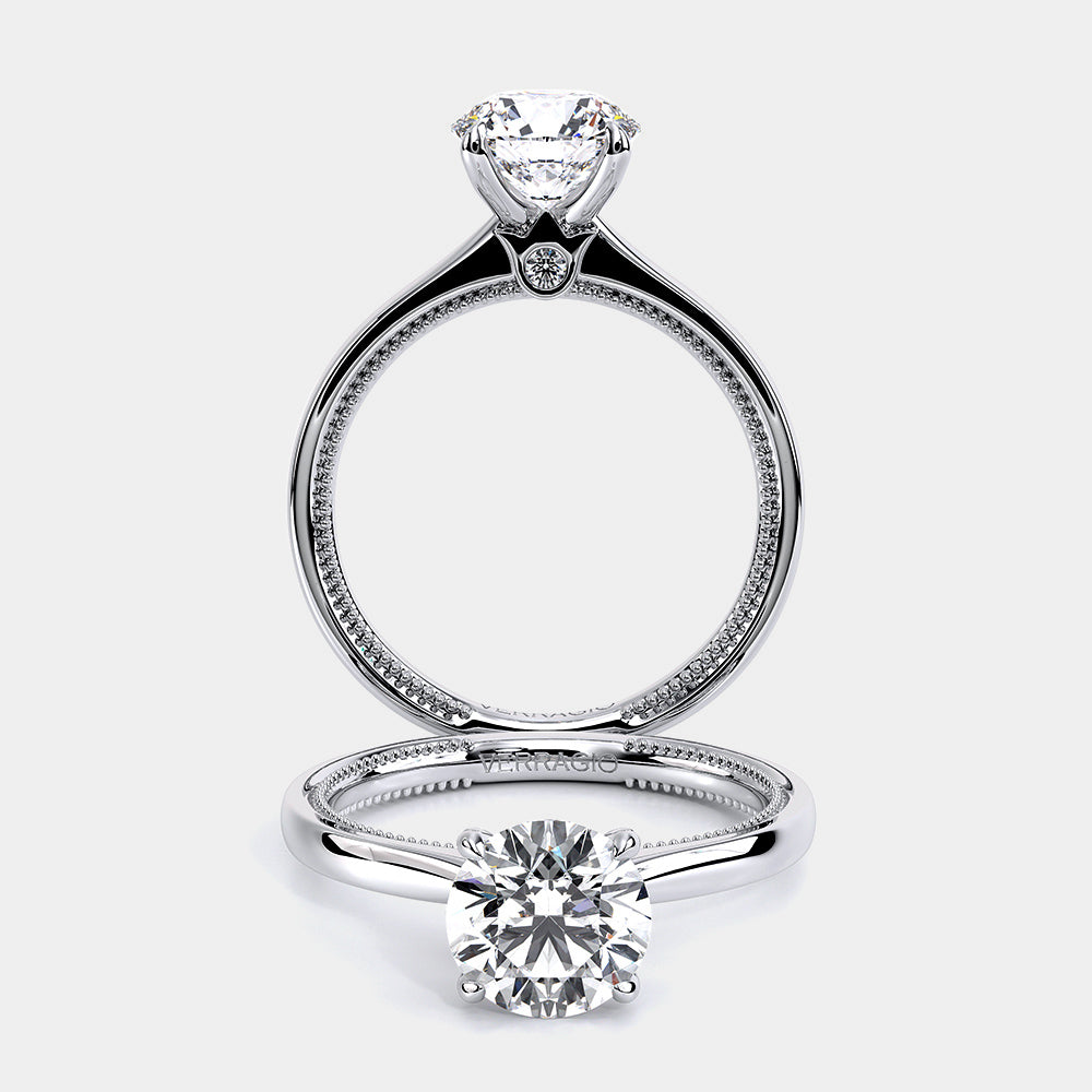 Round Solitaire 18k White Gold Engagement Ring - REN-SOL301
