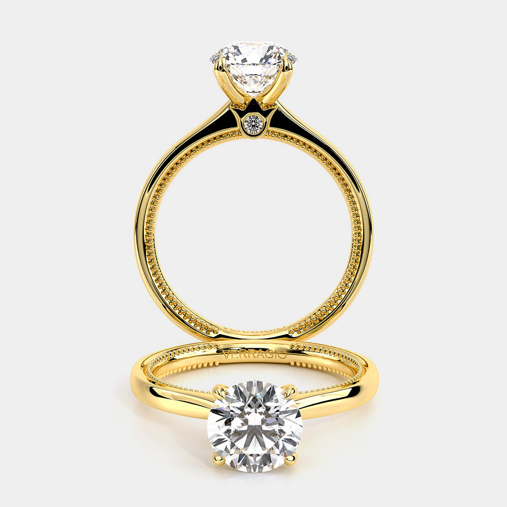 Round Solitaire 18k Yellow Gold Engagement Ring - REN-SOL301