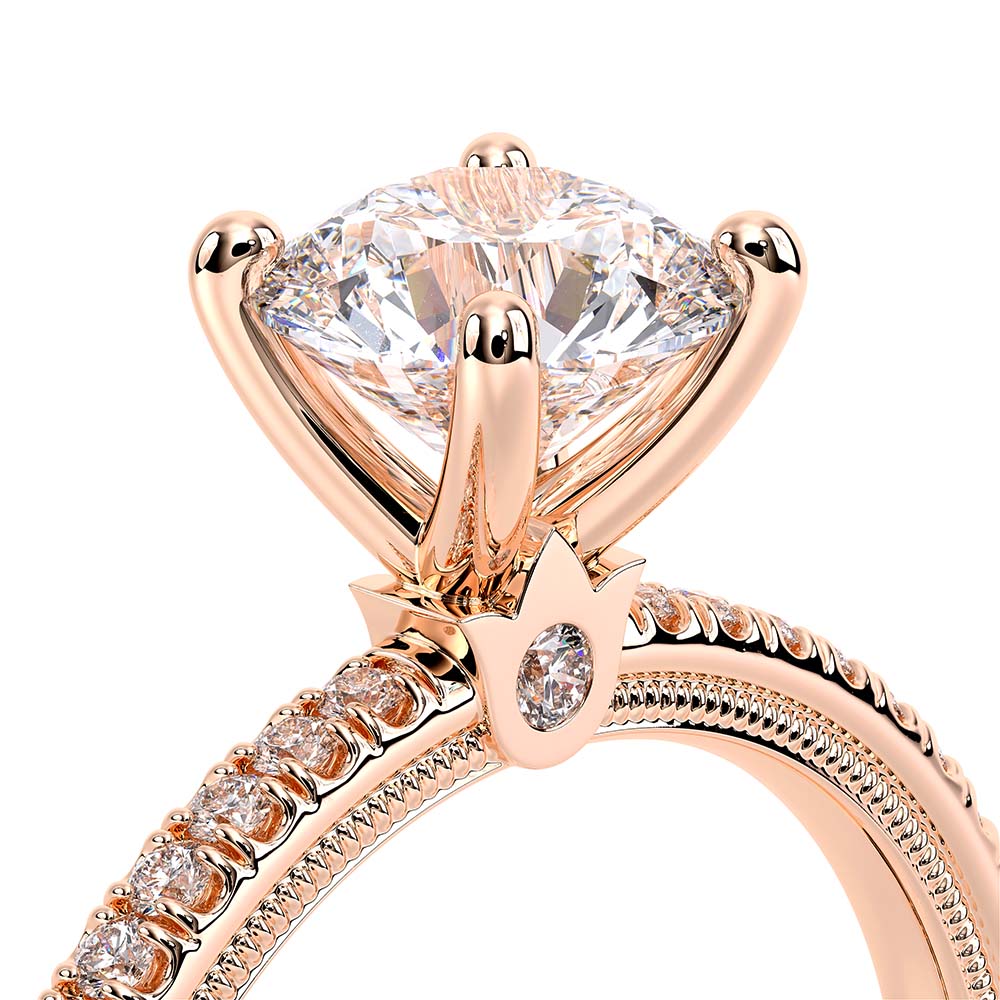 Round Solitaire 18k Rose Gold Engagement Ring - TR-120R4