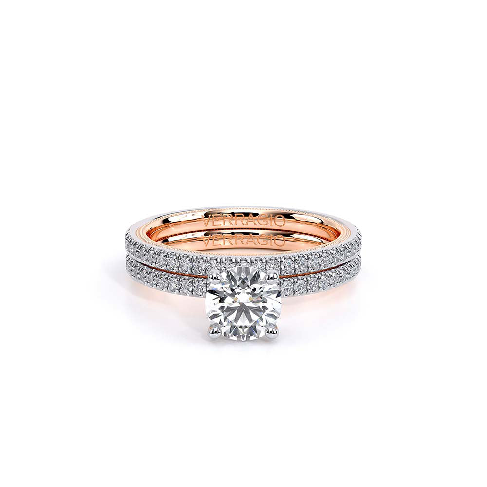 Round Solitaire 14k Rose and White Gold Engagement Ring - TR-120R4