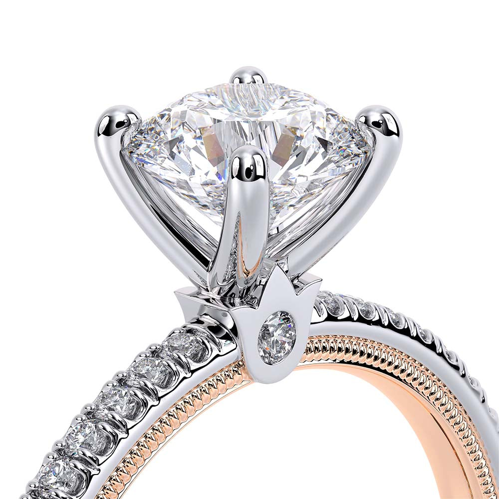 Round Solitaire 18k Rose and White Gold Gold Engagement Ring - TR-120R4