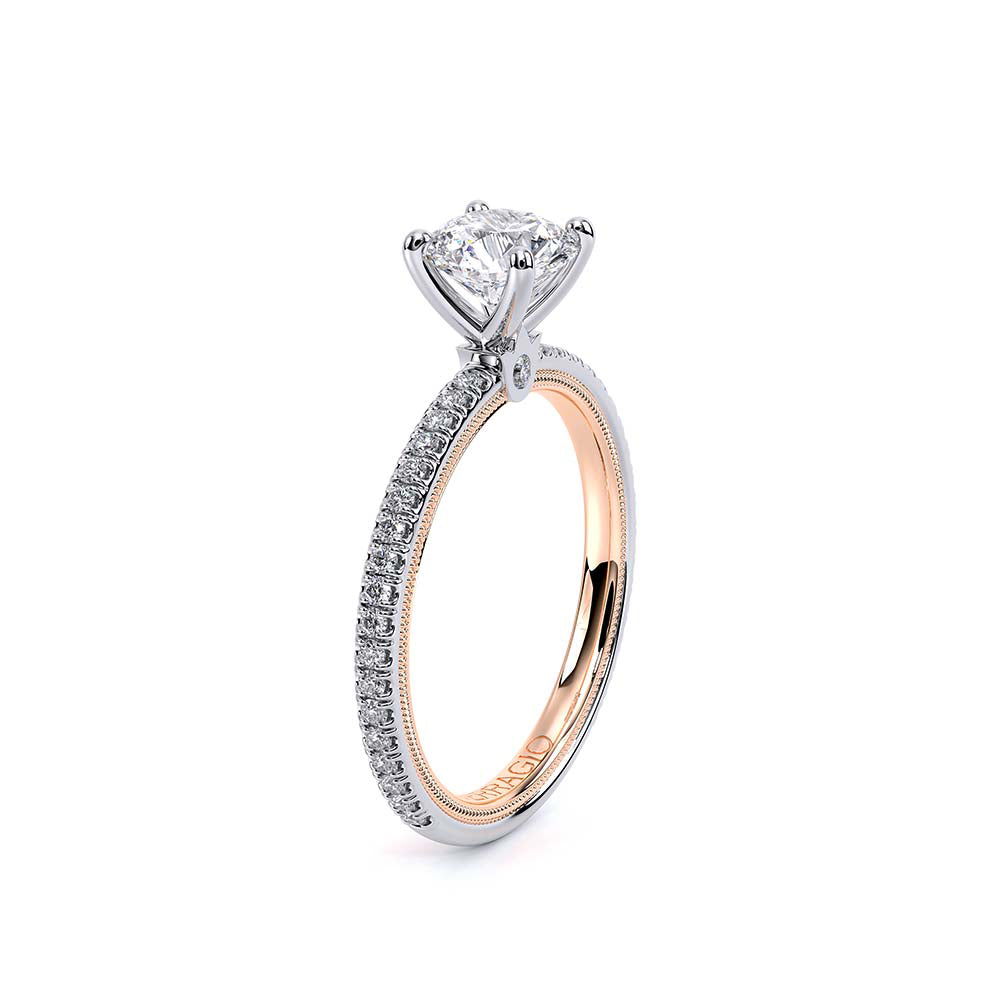 Round Solitaire 18k Rose and White Gold Gold Engagement Ring - TR-120R4