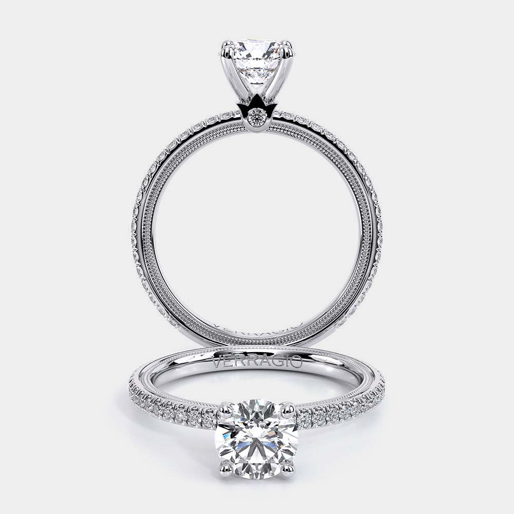Round Solitaire 18k White Gold Engagement Ring - TR-120R4
