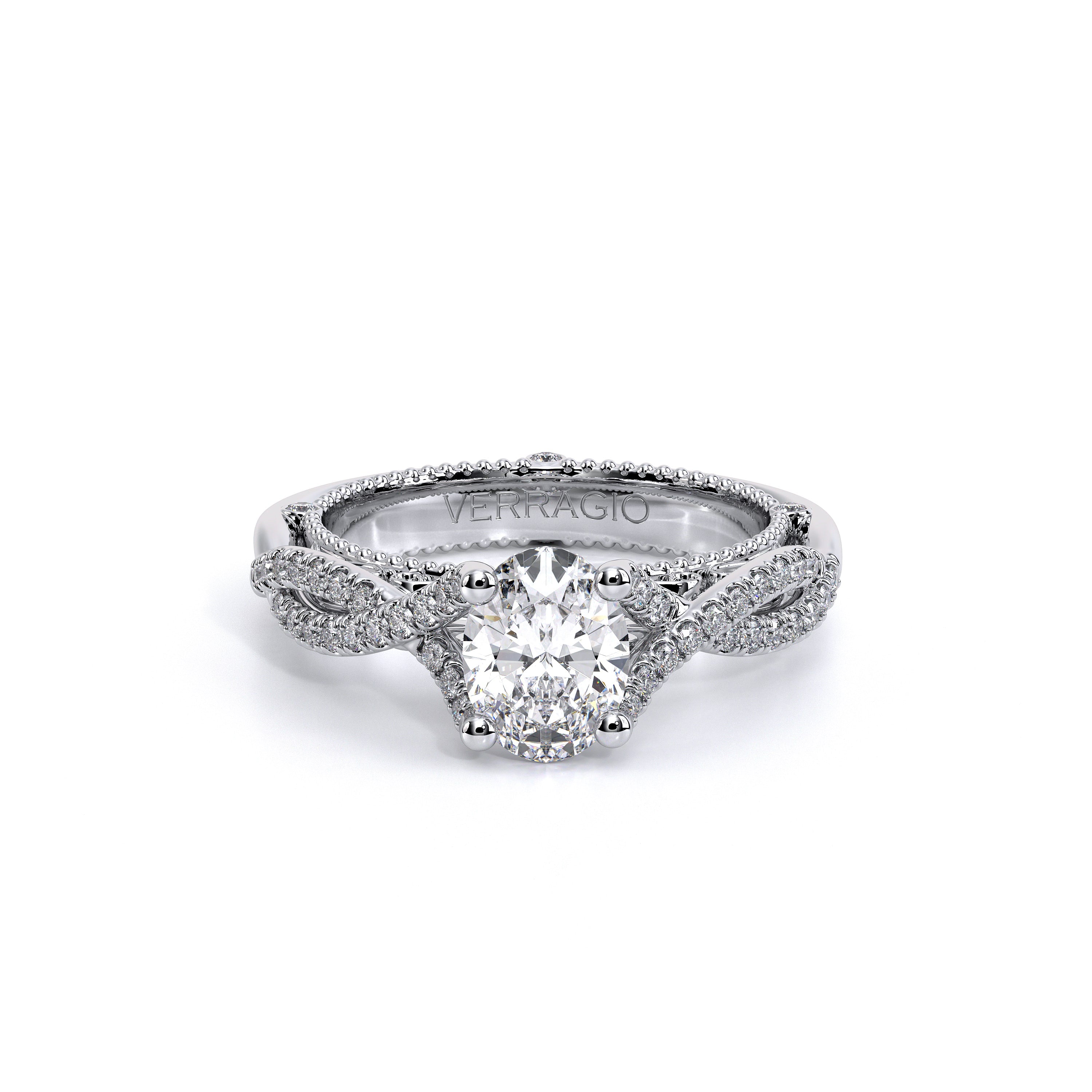 Oval Pavé Platinum Engagement Ring - VEN-5003