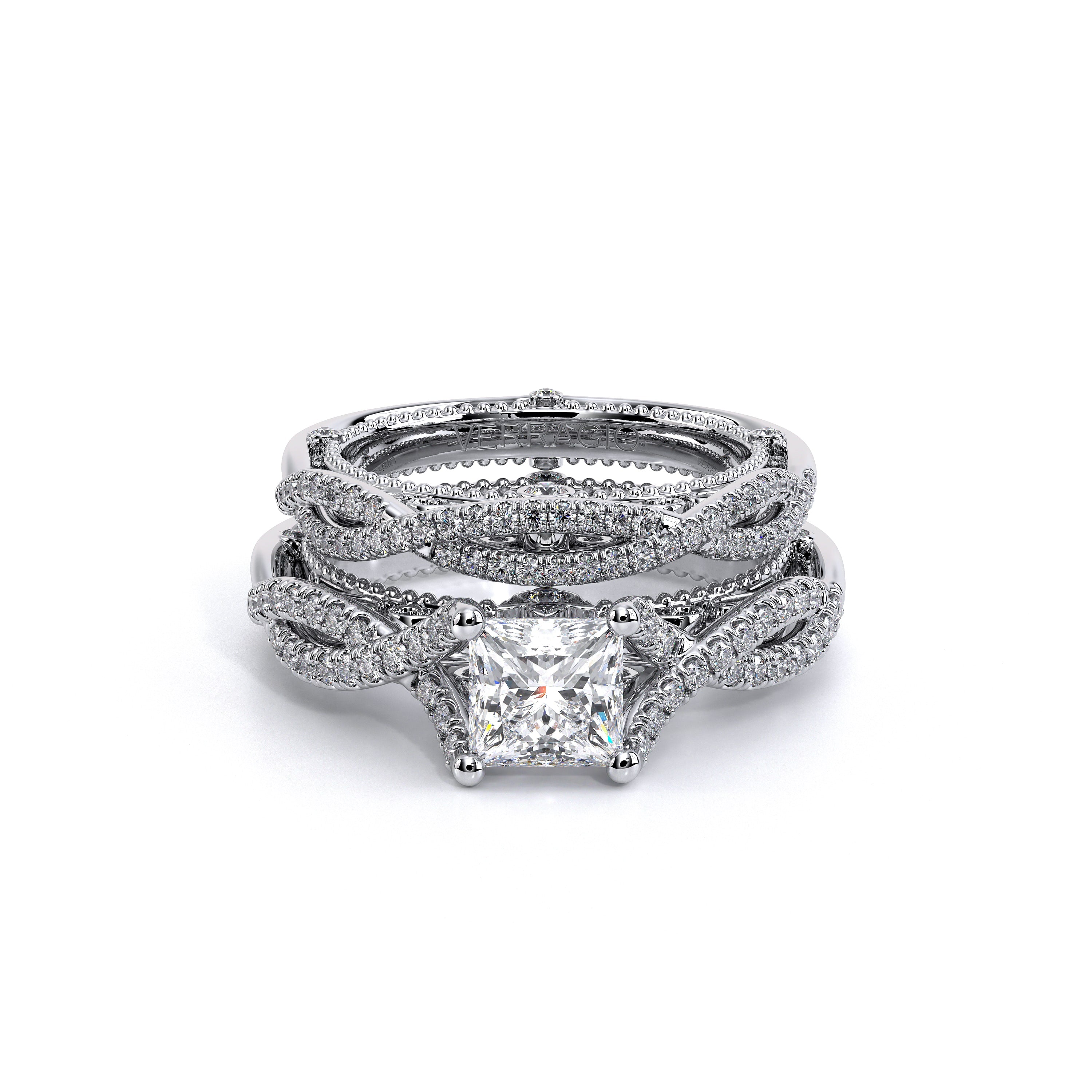 Princess Pavé Platinum Engagement Ring - VEN-5003