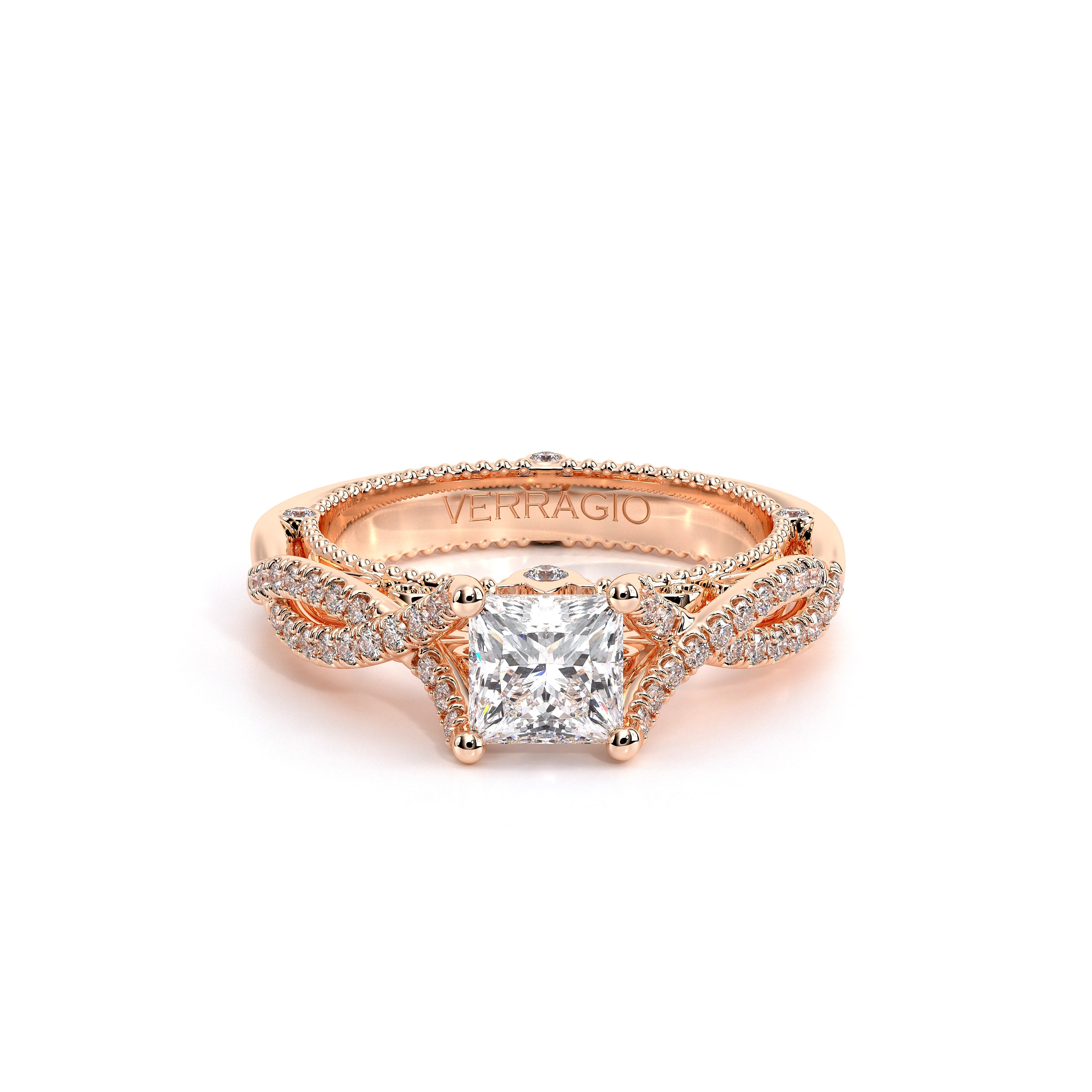 Princess Pavé 18k Rose Gold Engagement Ring - VEN-5003