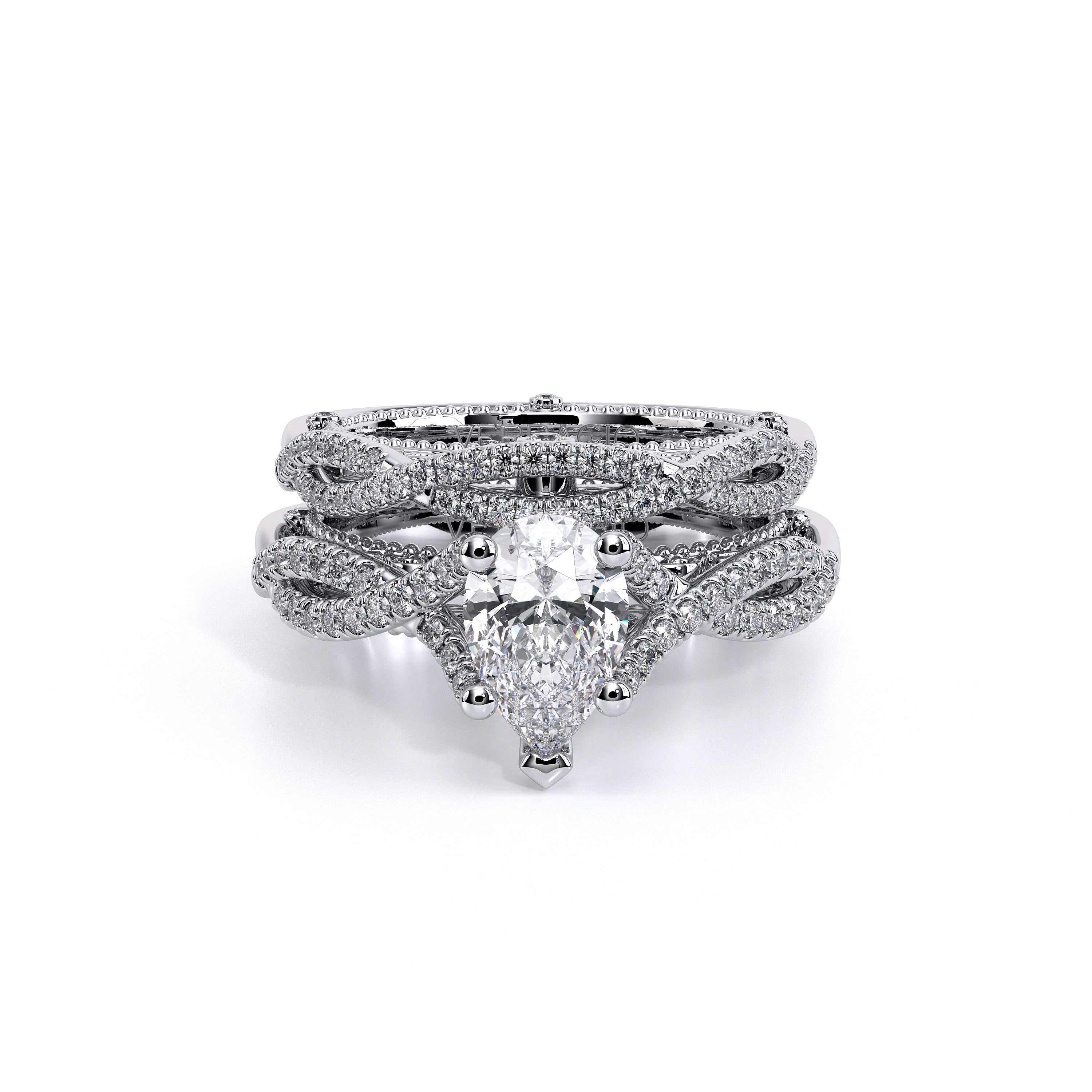 Pear Pavé Platinum Engagement Ring - VEN-5003