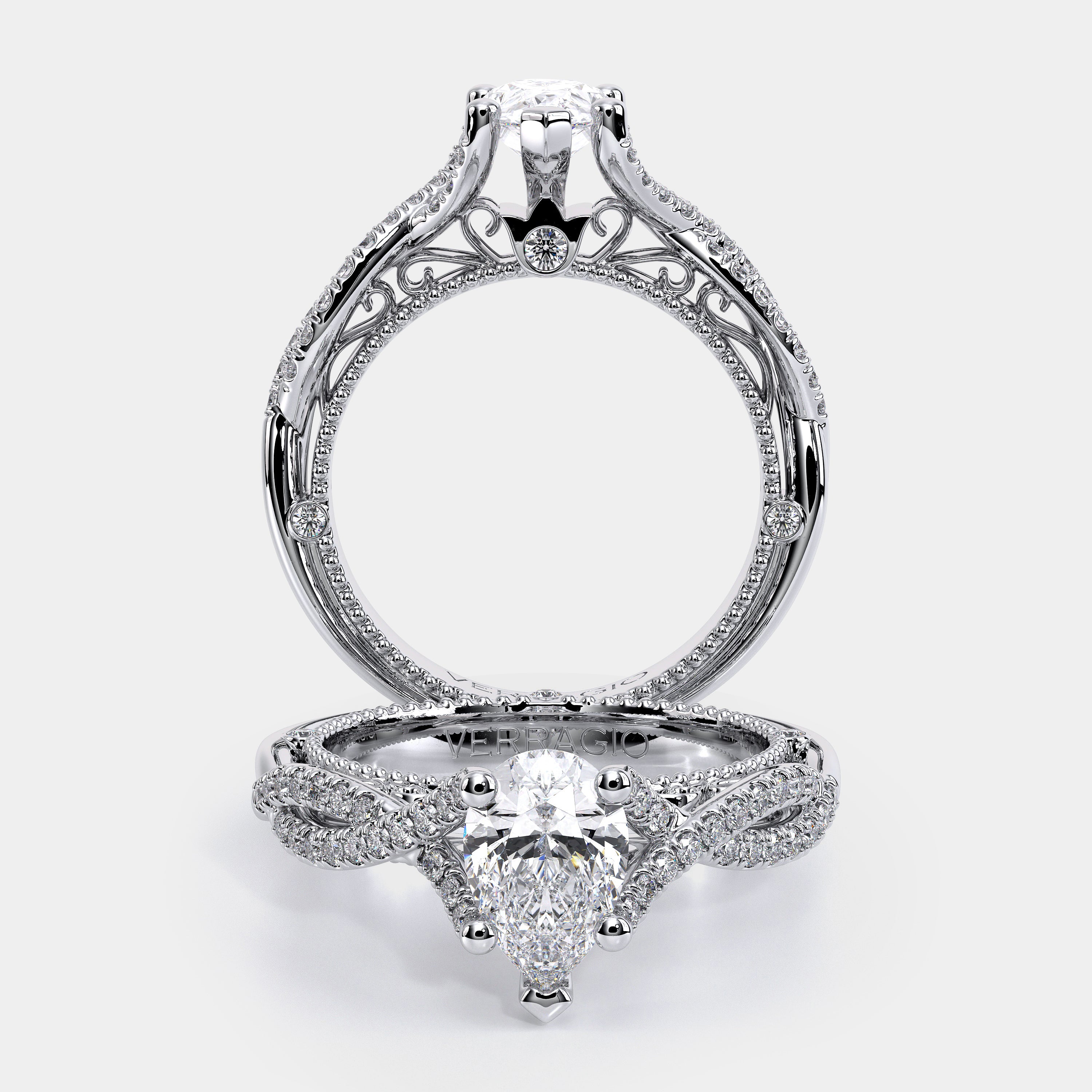 Pear Pavé Platinum Engagement Ring - VEN-5003