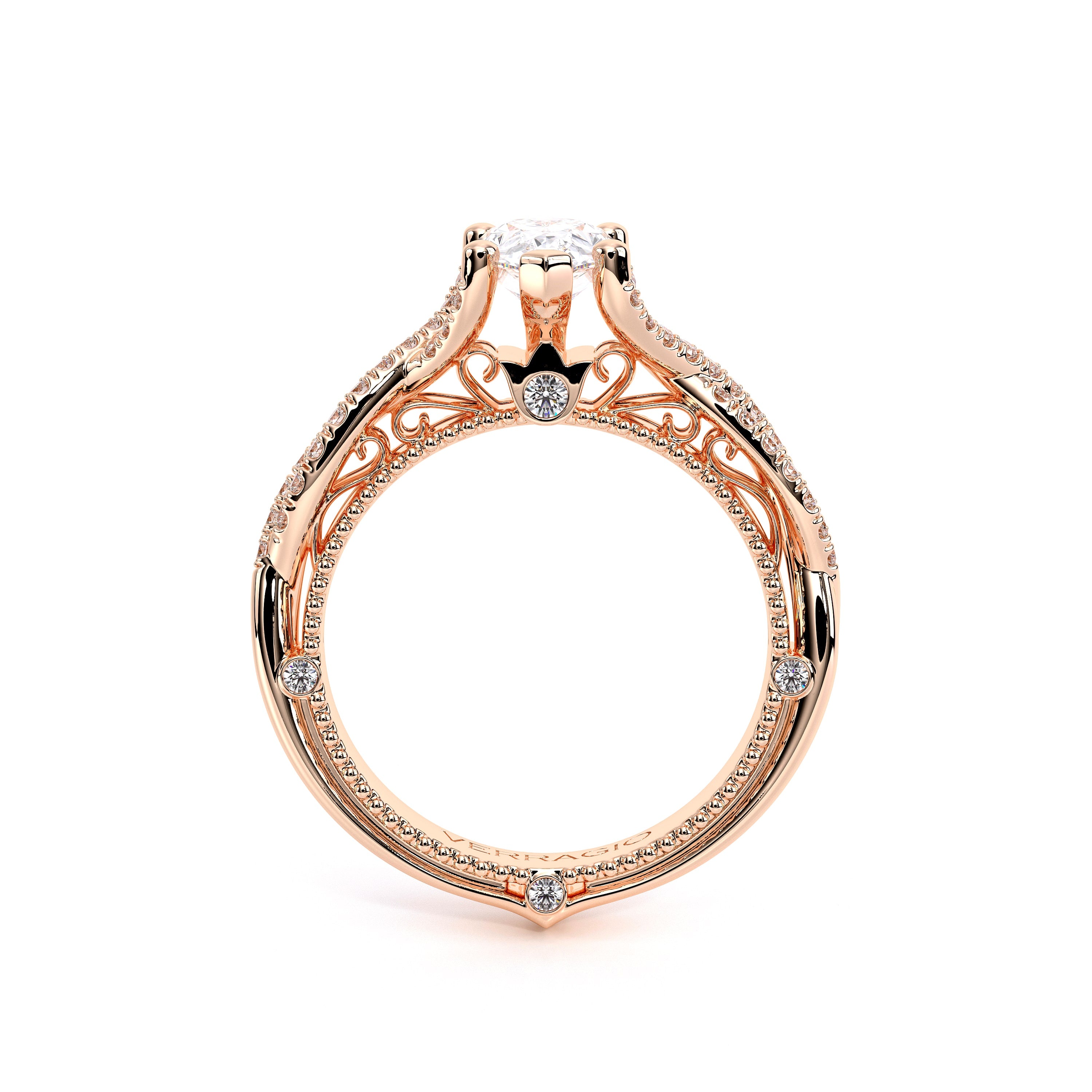 Pear Pavé 18k Rose Gold Engagement Ring - VEN-5003