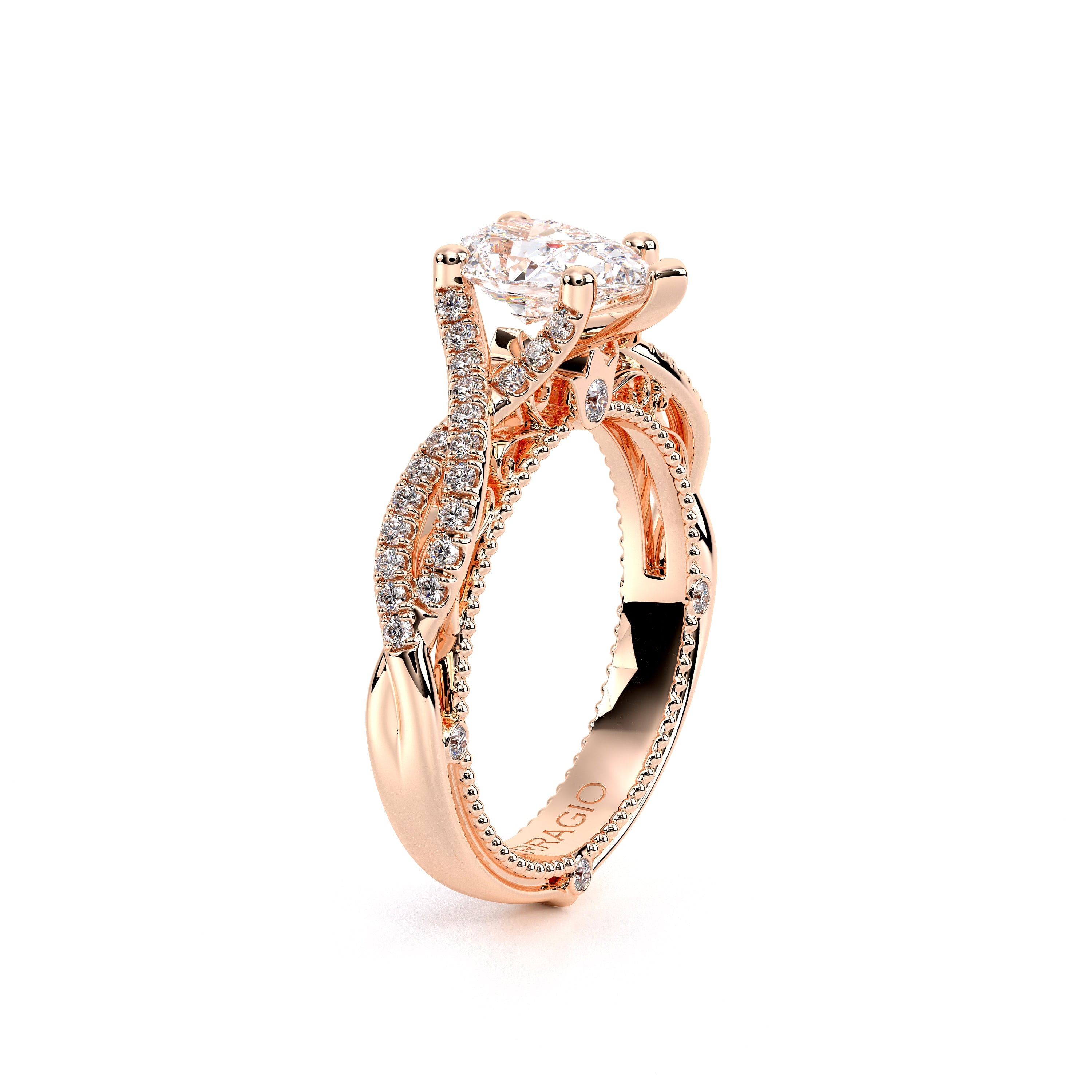 Pear Pavé 18k Rose Gold Engagement Ring - VEN-5003