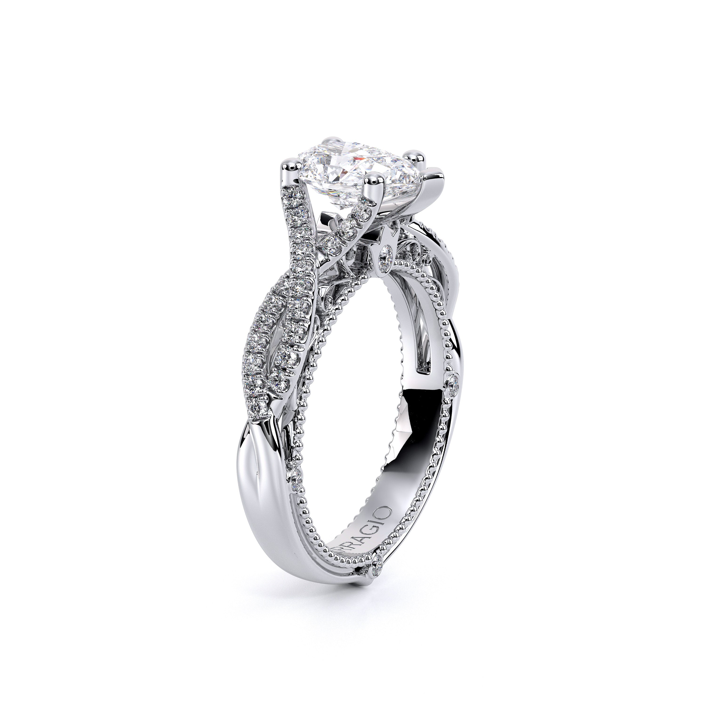 Pear Pavé 14k White Gold Engagement Ring - VEN-5003
