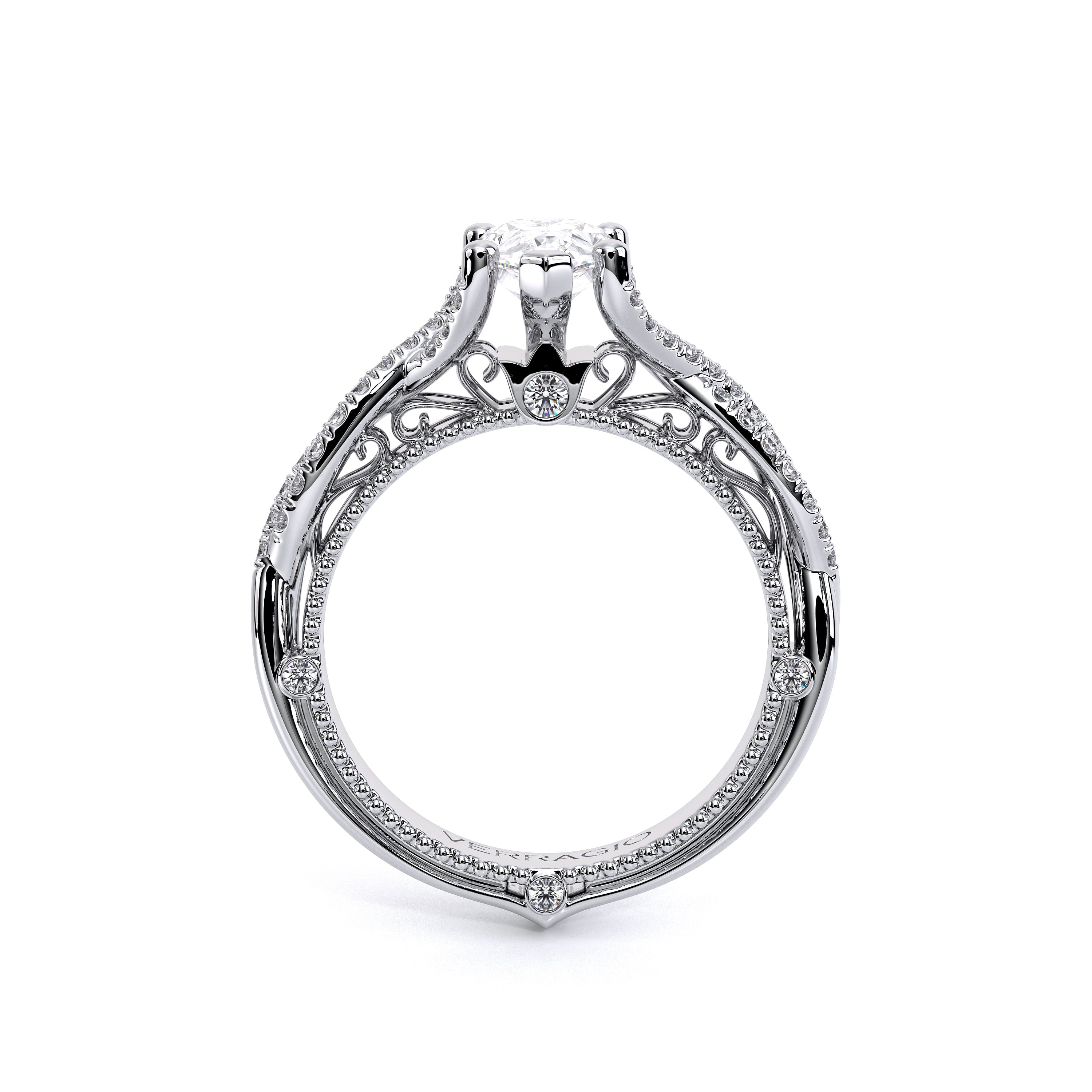 Pear Pavé 18k White Gold Engagement Ring - VEN-5003