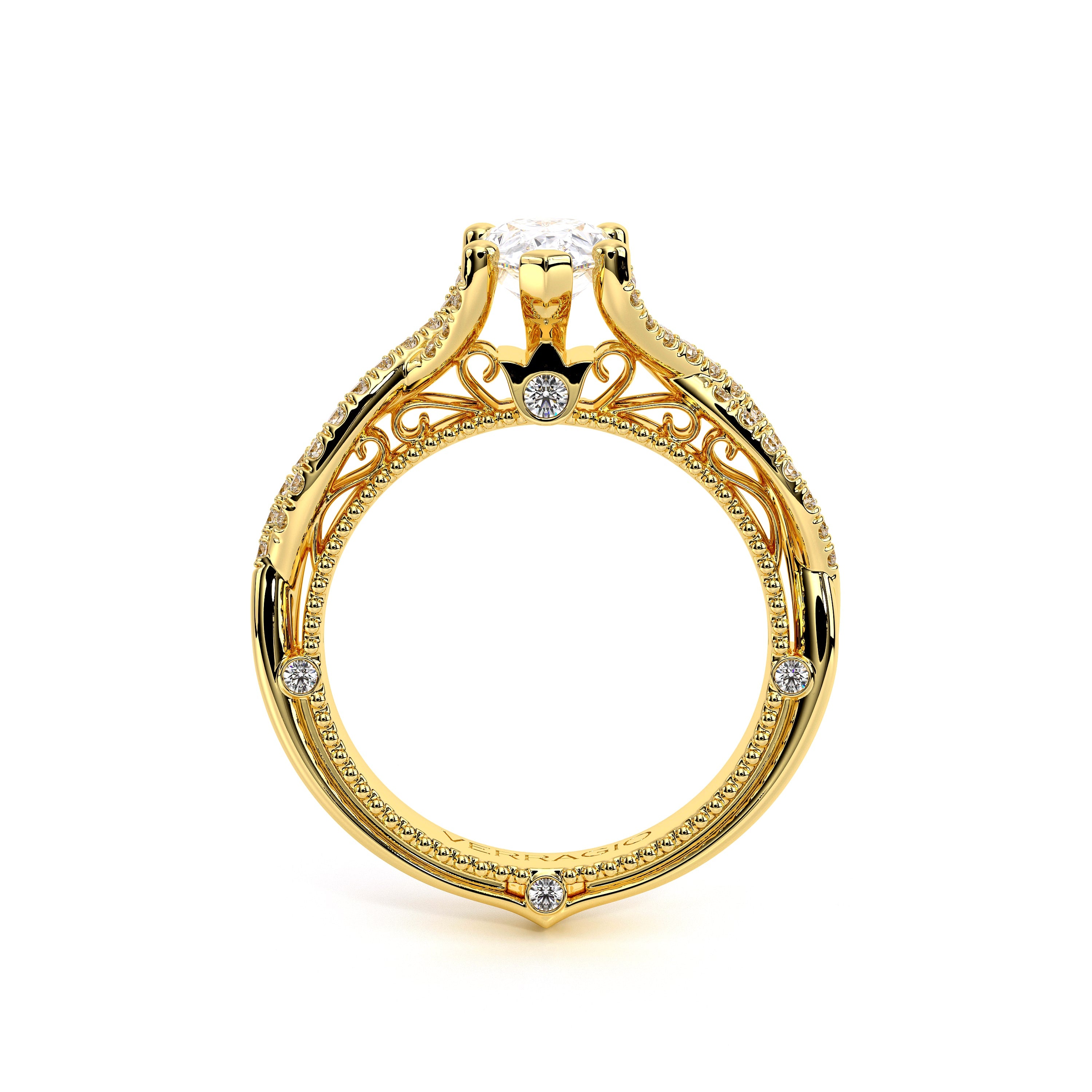 Pear Pavé 14k Yellow Gold Engagement Ring - VEN-5003