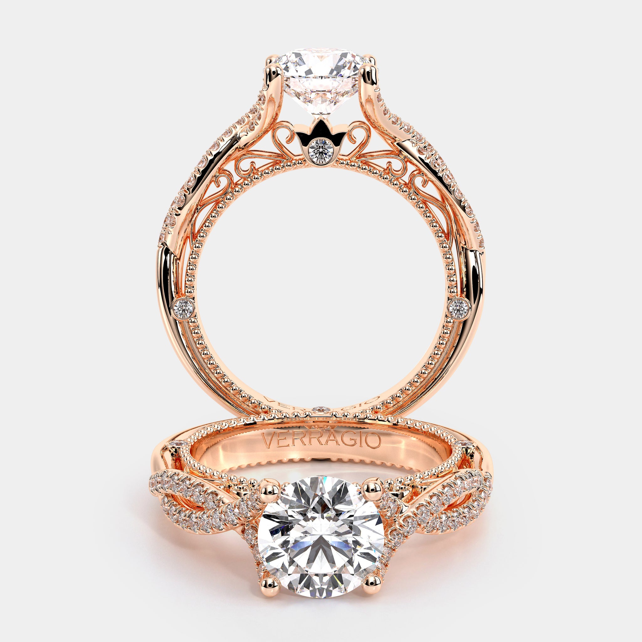 Verragio | Round Pav Engagement Ring 18K Rose Gold - VEN-5003