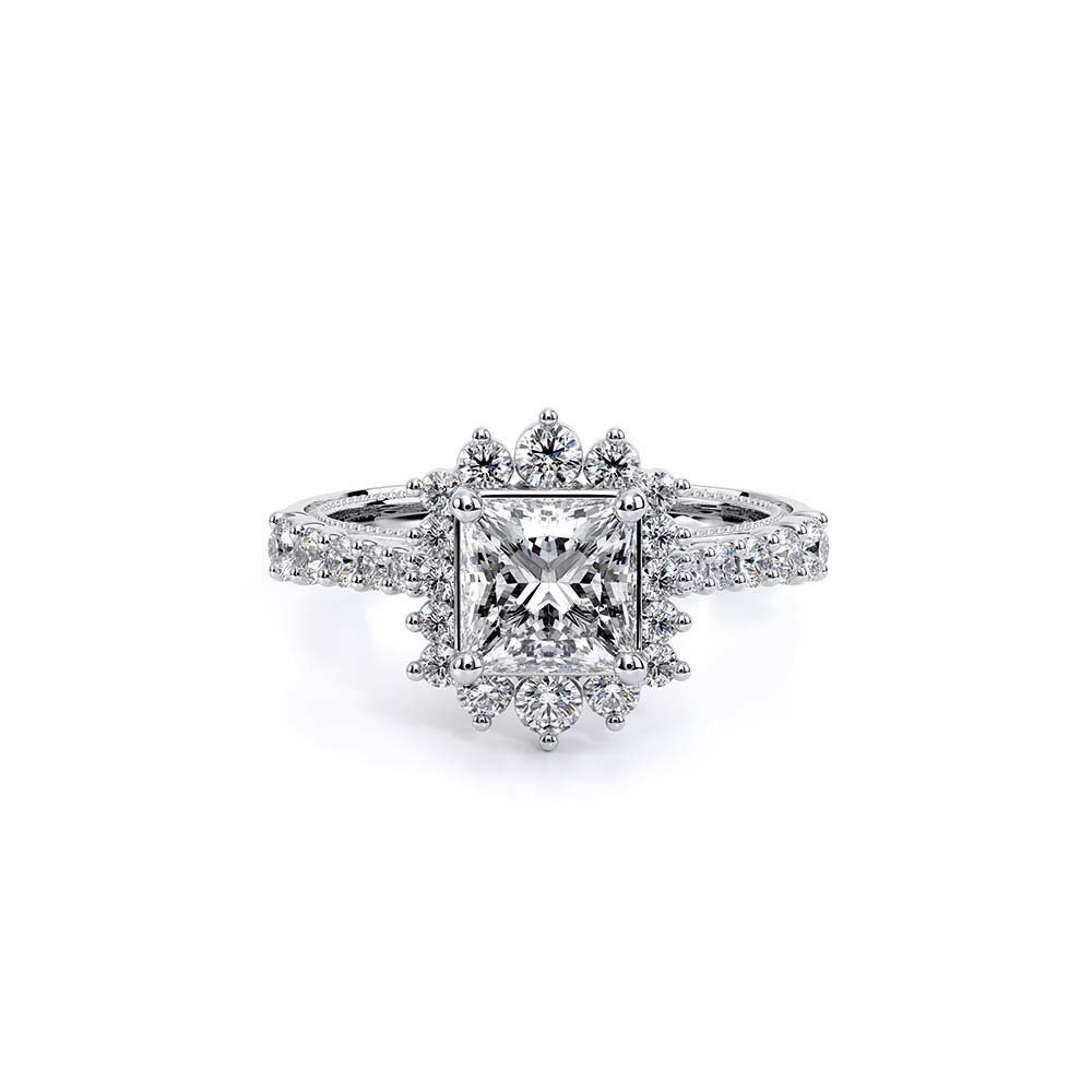 Princess Halo Platinum Engagement Ring - VEN-5084