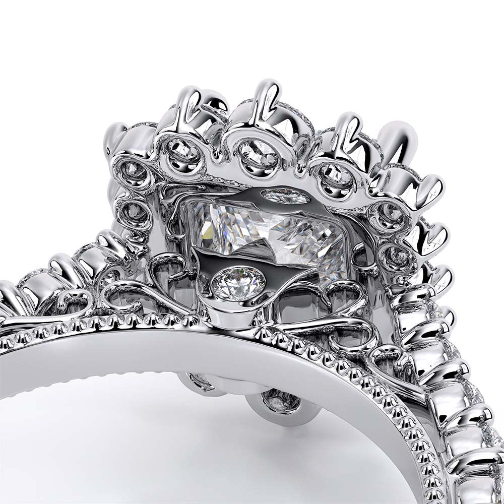 Princess Halo Platinum Engagement Ring - VEN-5084