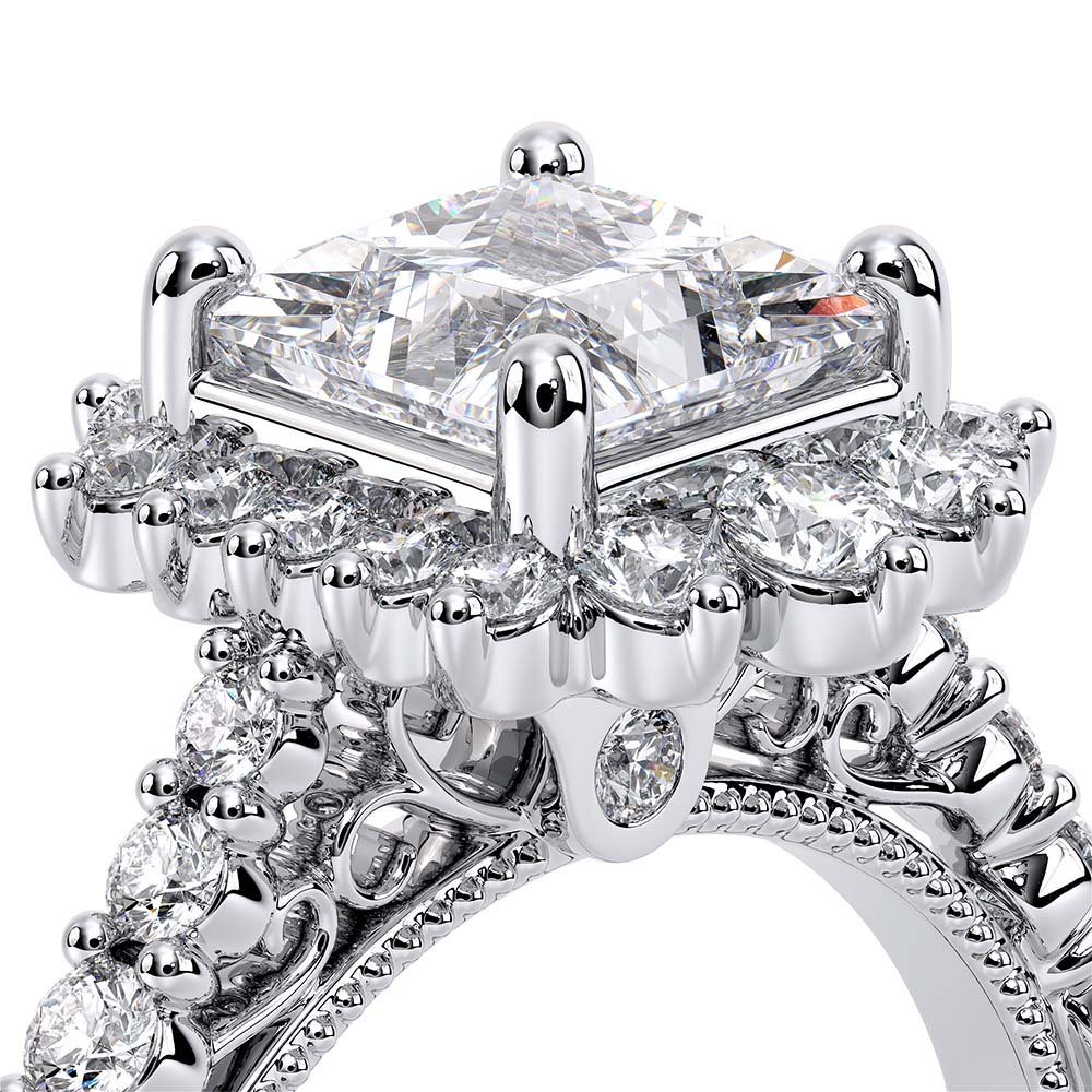 Princess Halo Platinum Engagement Ring - VEN-5084