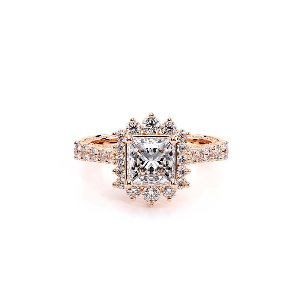 Princess Halo 18k Rose Gold Engagement Ring - VEN-5084