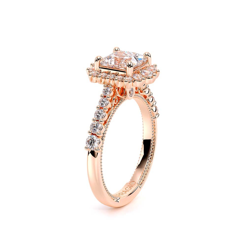 Princess Halo 18k Rose Gold Engagement Ring - VEN-5084
