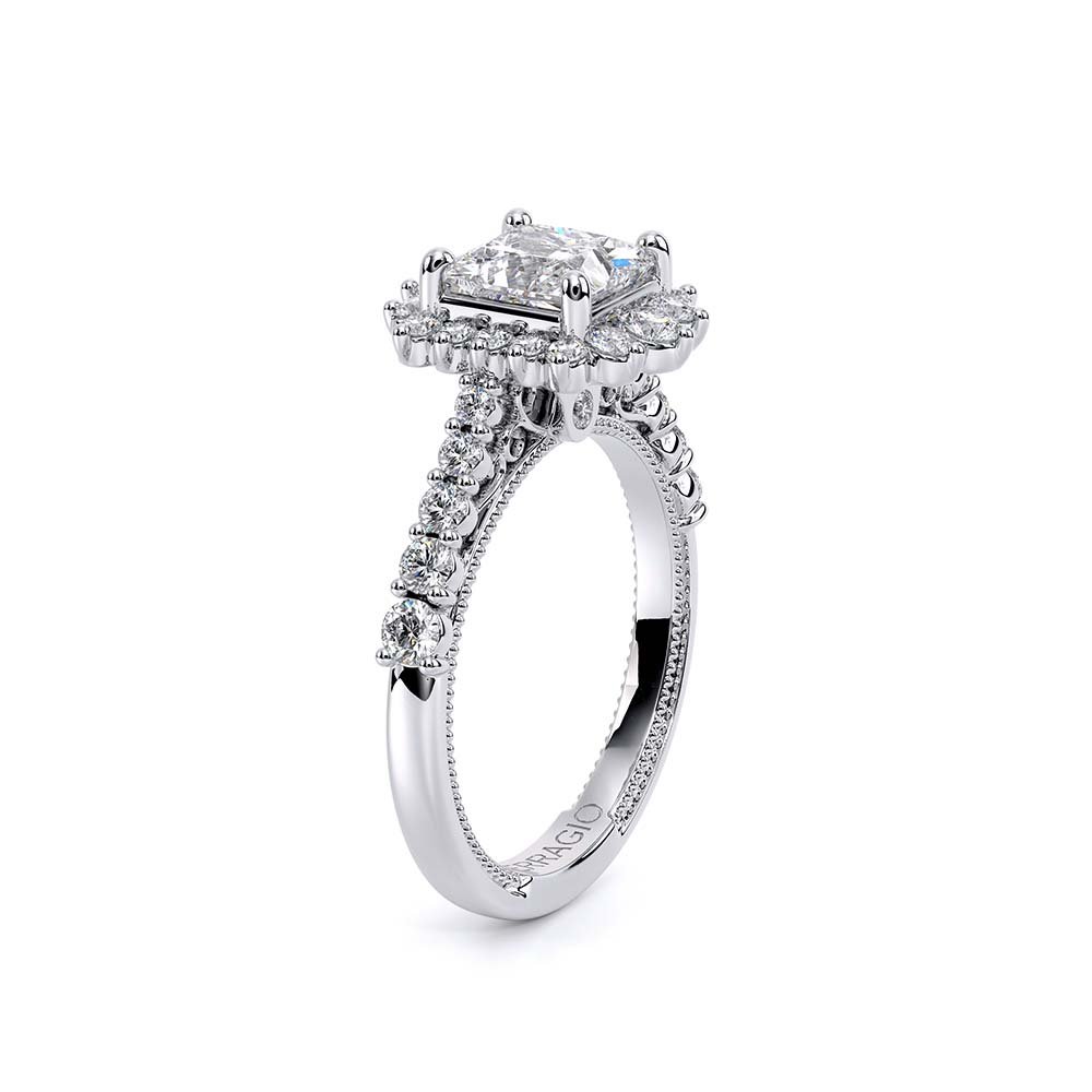 Princess Halo 14k White Gold Engagement Ring - VEN-5084