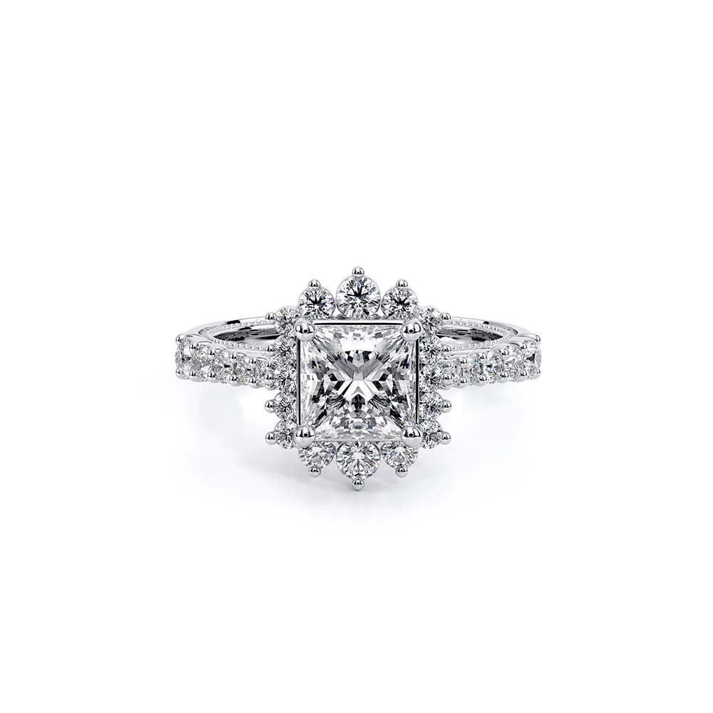 Princess Halo 18k White Gold Engagement Ring - VEN-5084