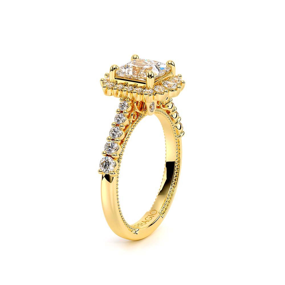 Princess Halo 18k Yellow Gold Engagement Ring - VEN-5084