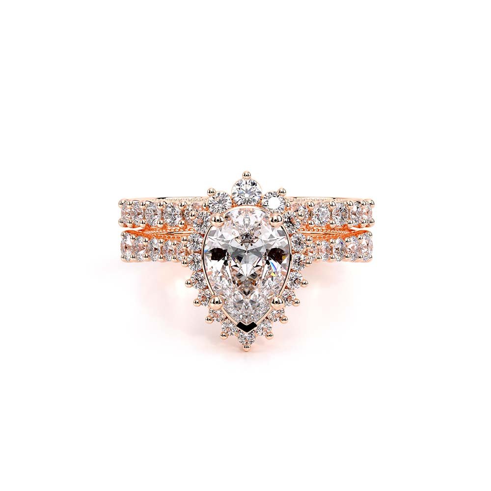 Pear Halo 14k Rose Gold Engagement Ring - VEN-5084