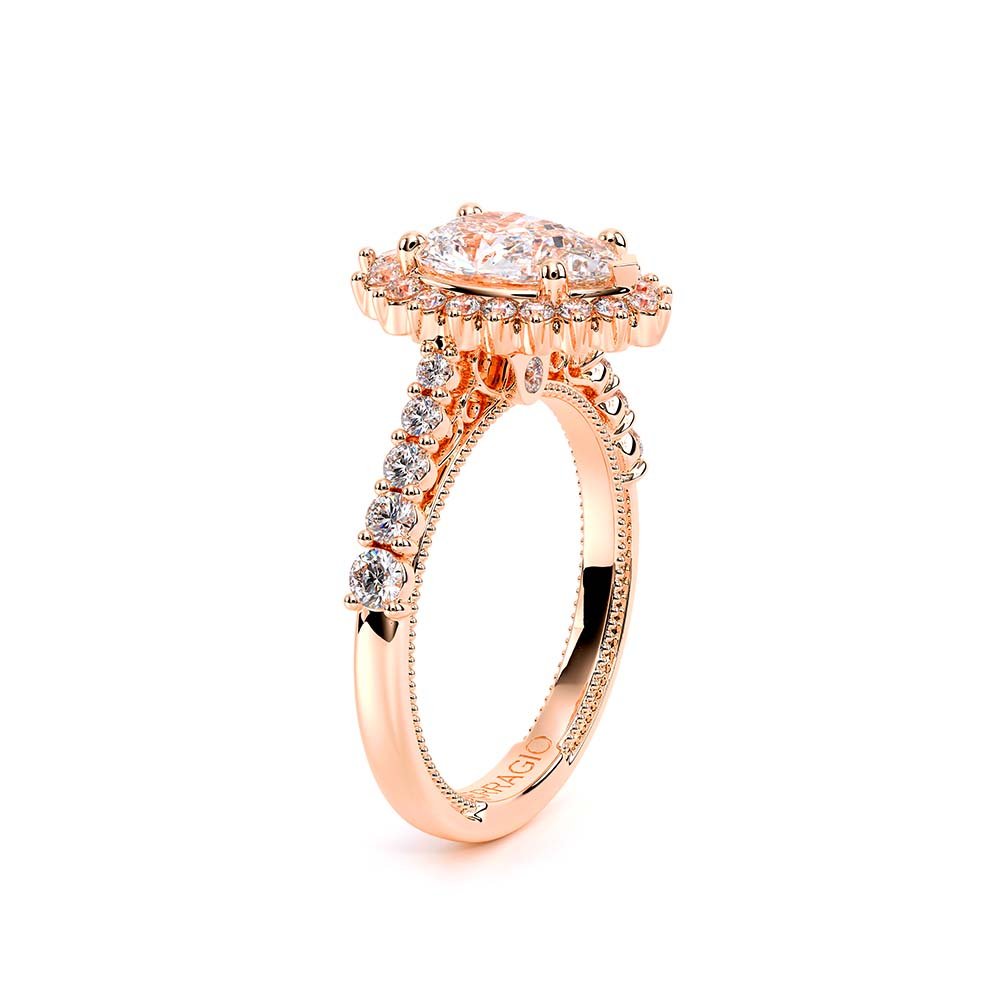 Pear Halo 14k Rose Gold Engagement Ring - VEN-5084