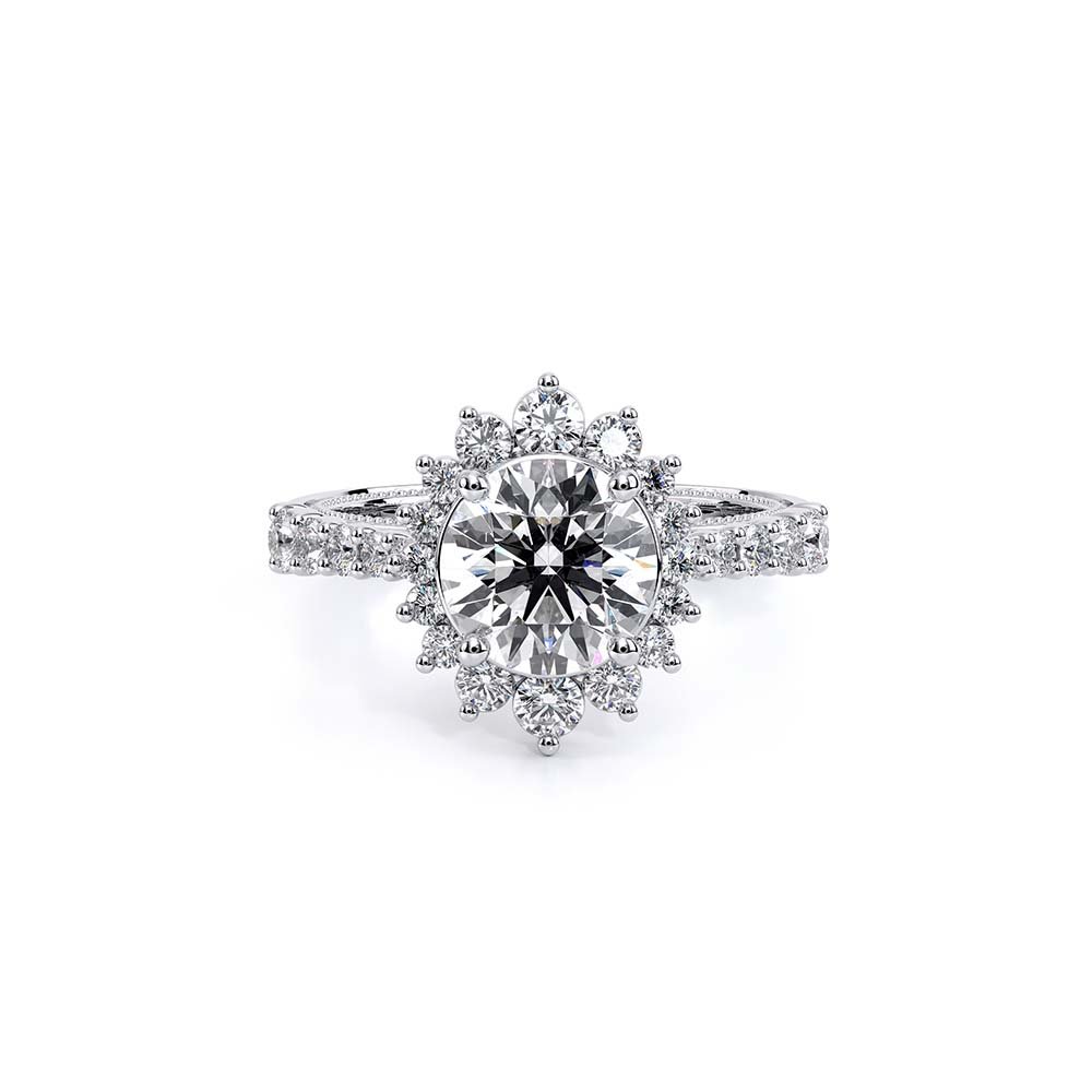 Round Halo Platinum Engagement Ring - VEN-5084