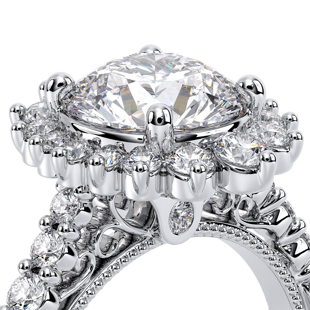 Round Halo 18k White Gold Engagement Ring - VEN-5084