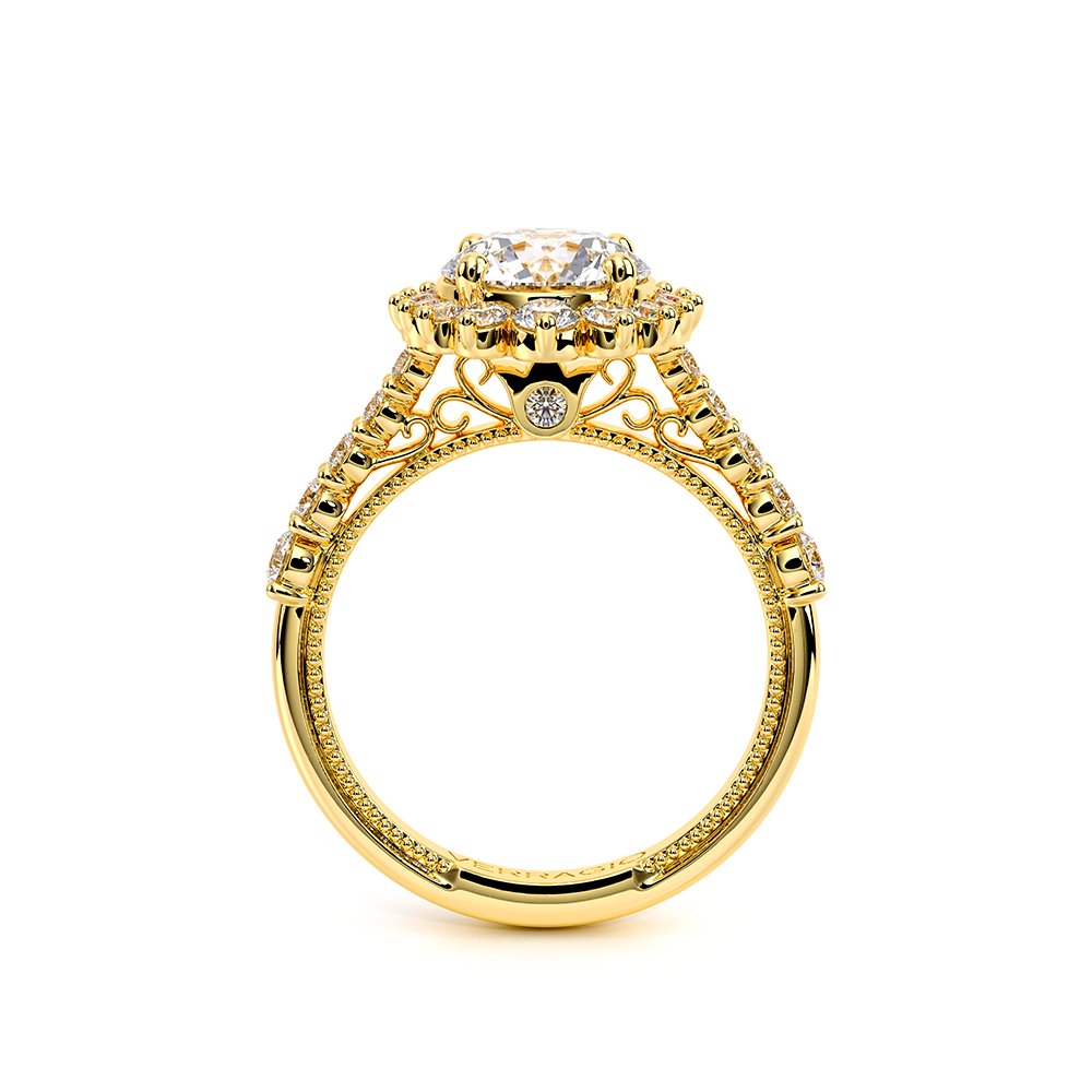 Round Halo 14k Yellow Gold Engagement Ring - VEN-5084