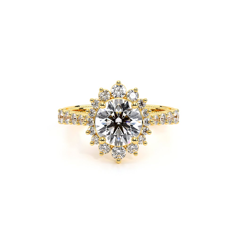 Round Halo 14k Yellow Gold Engagement Ring - VEN-5084
