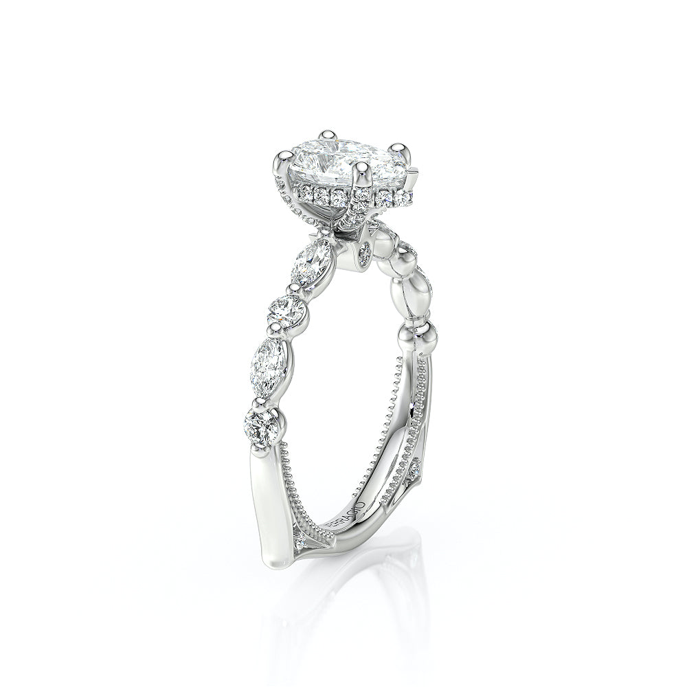 Pear Side Stone Platinum Engagement Ring - VNG-2202