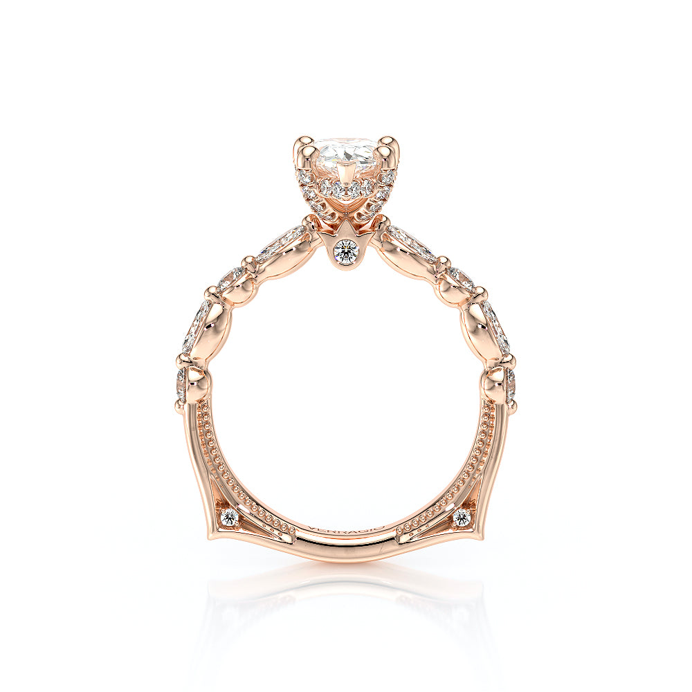 Pear Side Stone 14k Rose Gold Engagement Ring - VNG-2202