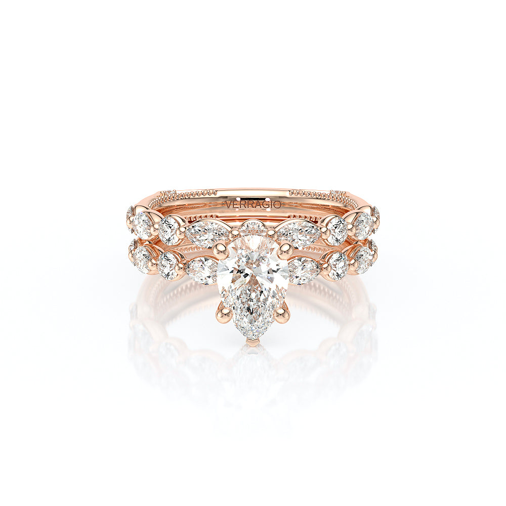 Pear Side Stone 14k Rose Gold Engagement Ring - VNG-2202