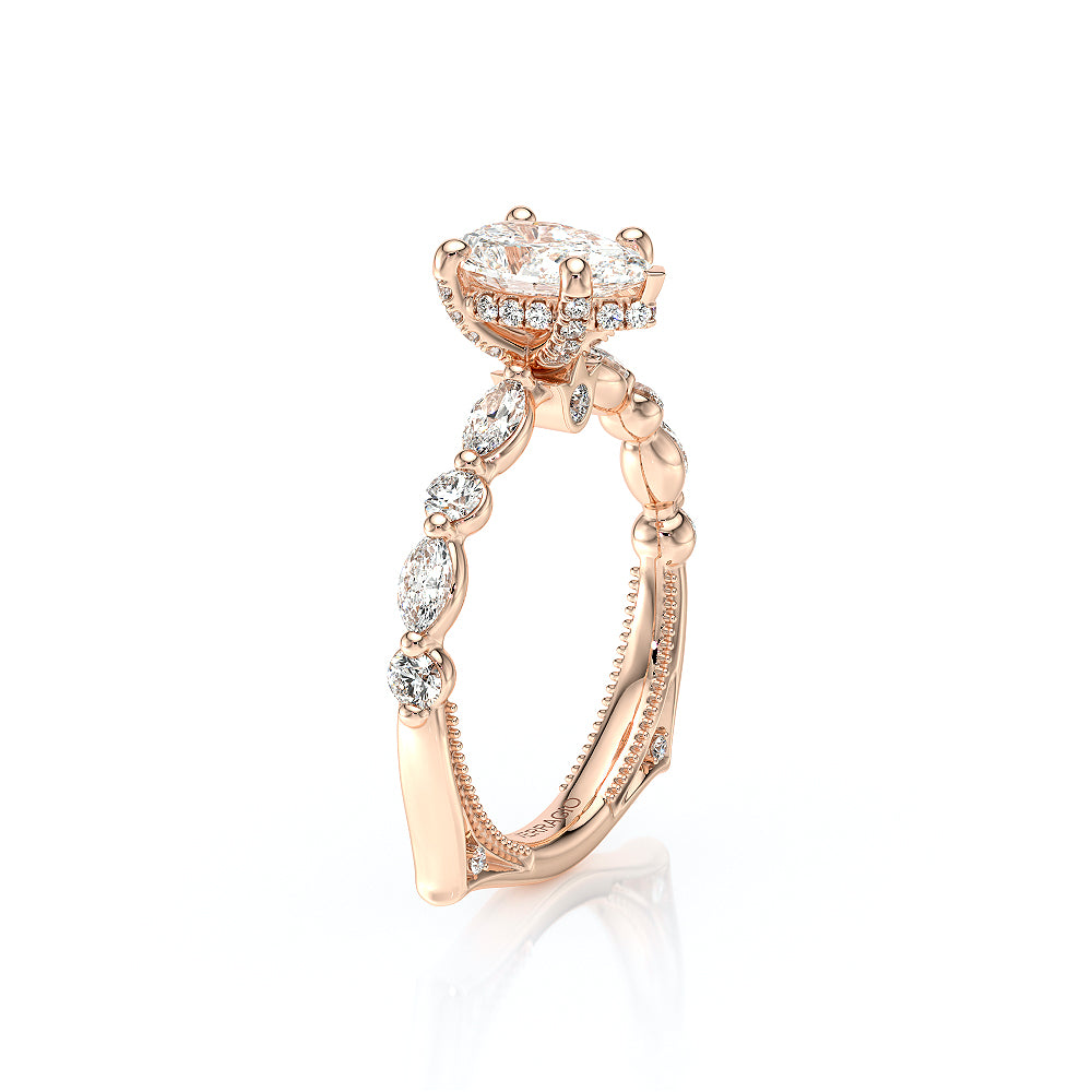 Pear Side Stone 18k Rose Gold Engagement Ring - VNG-2202