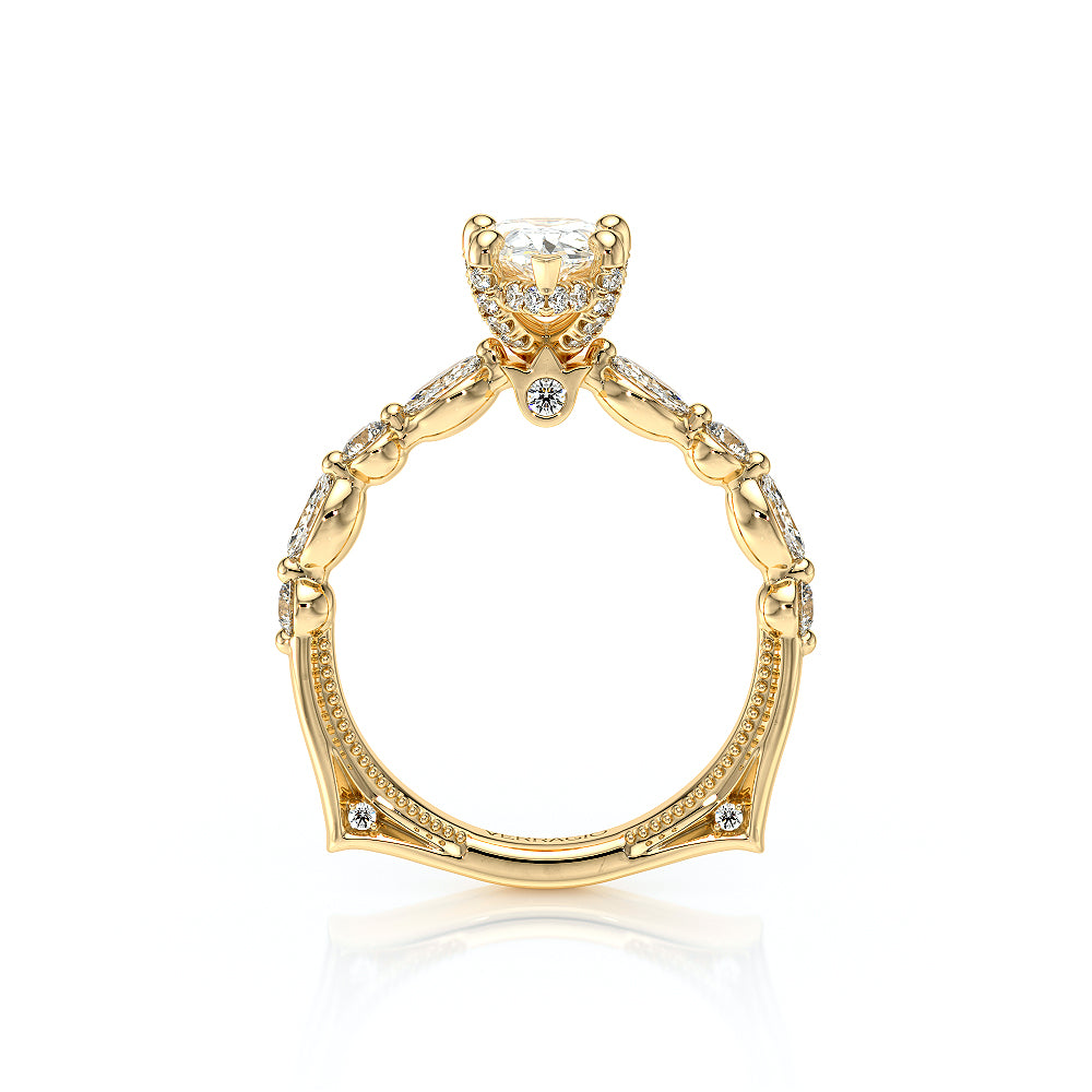 Pear Side Stone 18k Yellow Gold Engagement Ring - VNG-2202