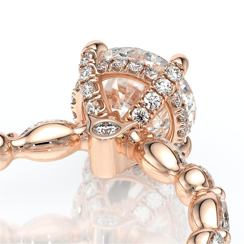 Round Side Stone 14k Rose Gold Engagement Ring - VNG-2202