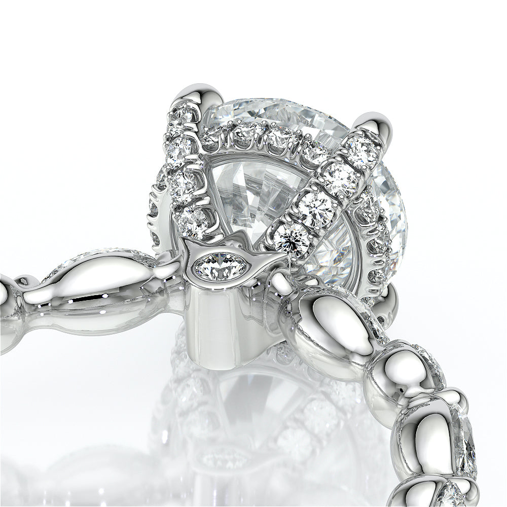 Round Side Stone 14k White Gold Engagement Ring - VNG-2202