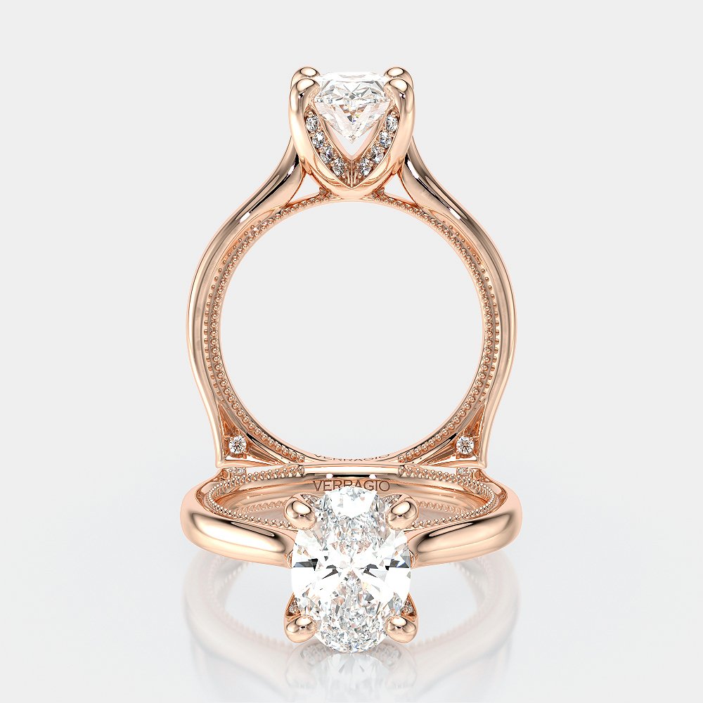 Oval Solitaire 18K Rose Gold Engagement Ring - VNG-2207