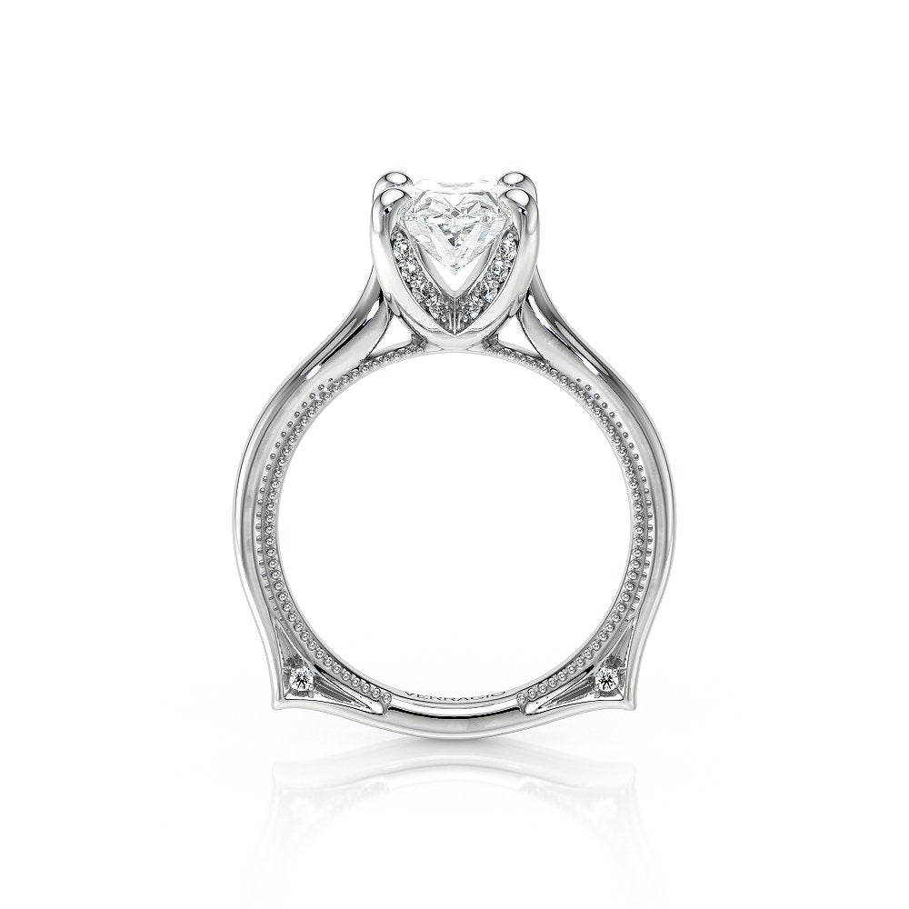 Oval Solitaire 14K White Gold Engagement Ring - VNG-2207