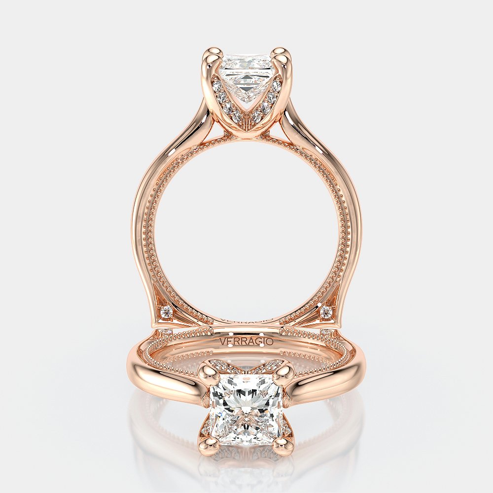 Princess Solitaire 14K Rose Gold Engagement Ring - VNG-2207